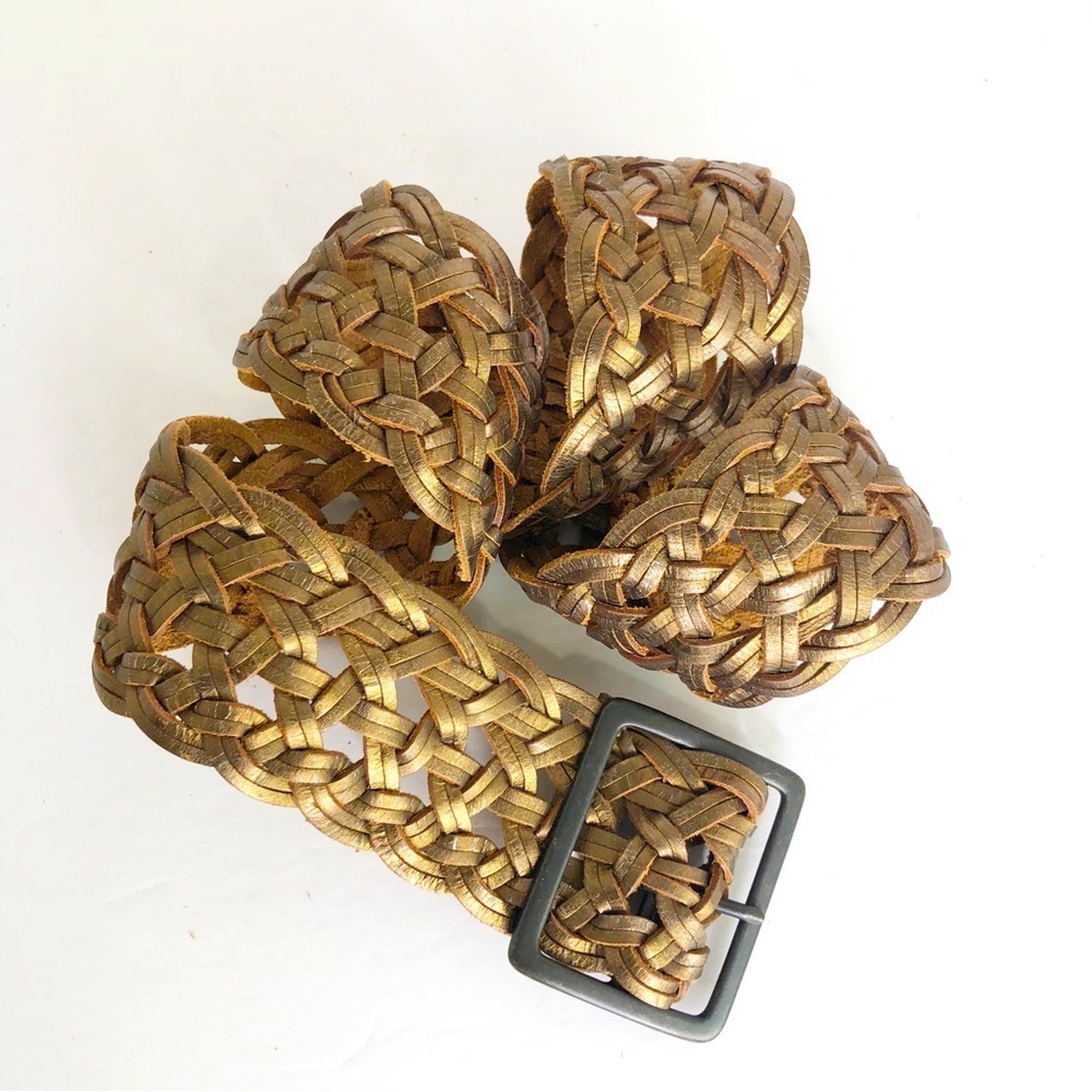 Bronze woven leather belt